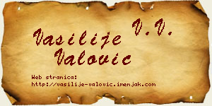 Vasilije Valović vizit kartica